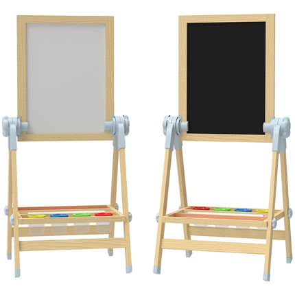 Children's Adjustable Wooden Easel with Double-Sided Board
