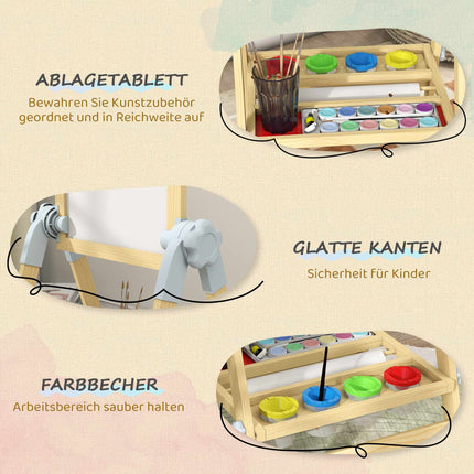 Children's Adjustable Wooden Easel with Double-Sided Board