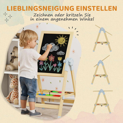 Children's Adjustable Wooden Easel with Double-Sided Board