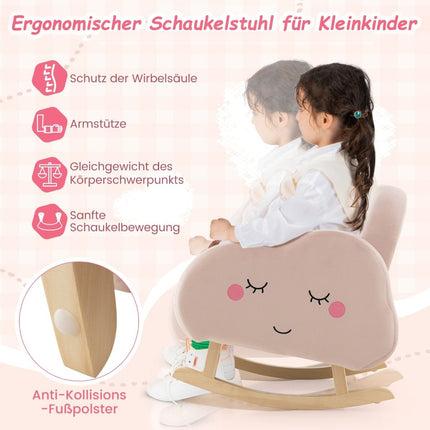 Children's Armchair with Solid Wood Legs Padded Children's Sofa Rocking Chair Pink Clouds