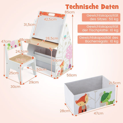 Children's Art Easel & Desk Set with Magnetic Board