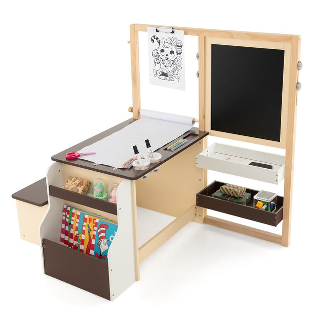 Children's Art Easel Set with Chalkboard & Whiteboard