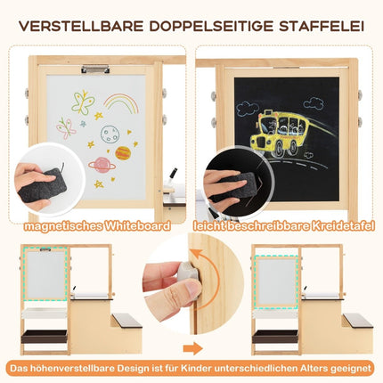 Children's Art Easel Set with Chalkboard & Whiteboard