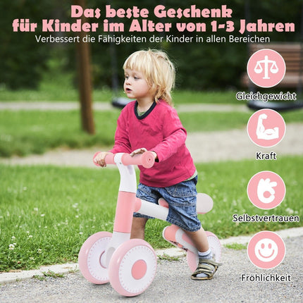 Kinderloopfiets met verstelbare zithoogte en opvouwbaar ontwerp Leerloopfiets vanaf 1 jaar Roze