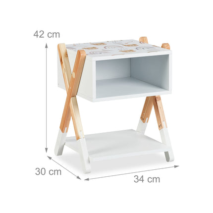 Children's Bedside Table with Open Shelf
