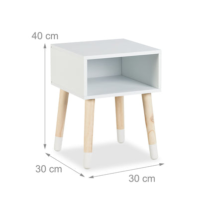 Children's Bedside Table with Shelf, Wooden Legs