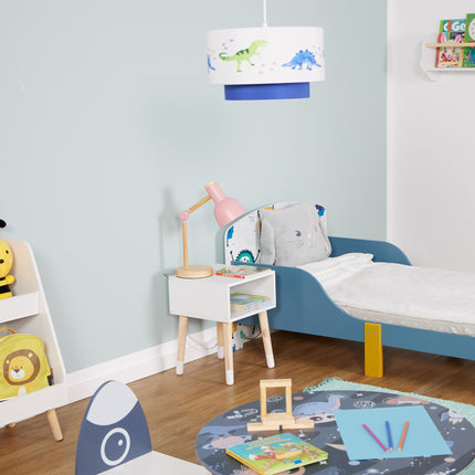 Children's Bedside Table with Shelf, Wooden Legs