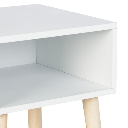 Children's Bedside Table with Shelf, Wooden Legs