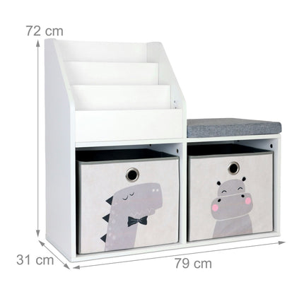 Children's Bench with Bookcase – 3-in-1 Storage Unit