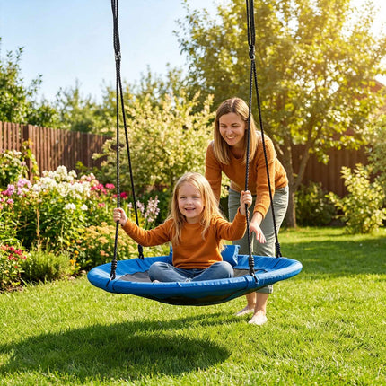 Children's Blue Nest Swing, 100 cm with Cushion & Handles