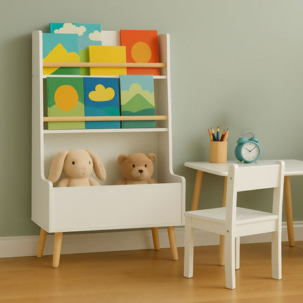 Children's Book & Toy Storage Unit – 2 Shelves, Large Compartment