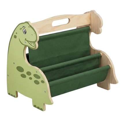 Children's Bookcase with 4 Fabric Pockets – Dino Design