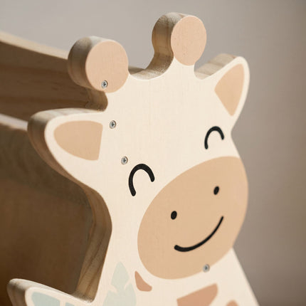 Children's Bookcase with 4 Fabric Pockets – Giraffe Design