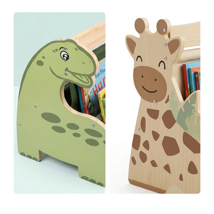 Children's Bookcase with 4 Fabric Pockets – Giraffe Design