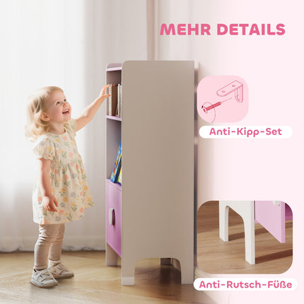 Children's Bookshelf, 2 Shelves, 2 Cabinets, Anti-Tip, MDF