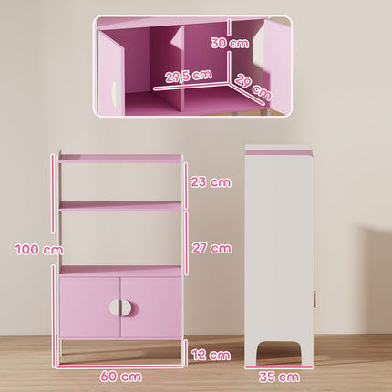 Children's Bookshelf, 2 Shelves, 2 Cabinets, Anti-Tip, MDF