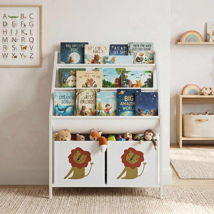 Children's Bookshelf with 3 Hanging Shelves, White