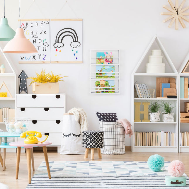 Children's Bookshelf with 3 Shelves, Wall-Mountable
