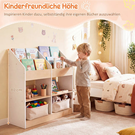 Children's Bookshelf with 4 Cubes & Storage Compartments