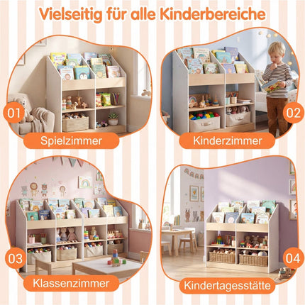 Children's Bookshelf with 4 Cubes & Storage Compartments