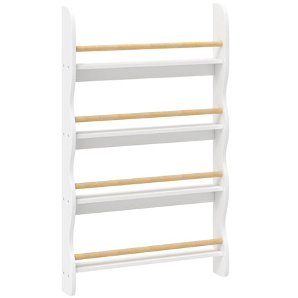 Children's Bookshelf with 4 Shelves, White, 60x10x98 cm