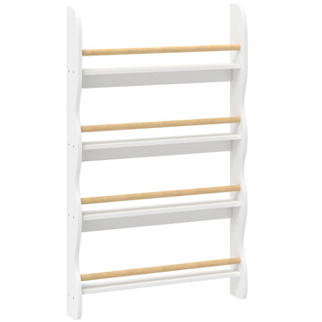 Children's Bookshelf with 4 Shelves, White, 60x10x98 cm