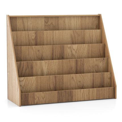 Children's Bookshelf with 5 Compartments – Natural Wood