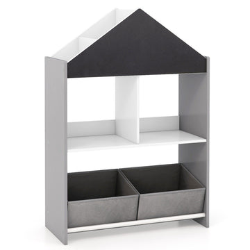 Children's Bookshelf with Blackboard & Storage Boxes