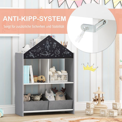 Children's Bookshelf with Blackboard & Storage Boxes