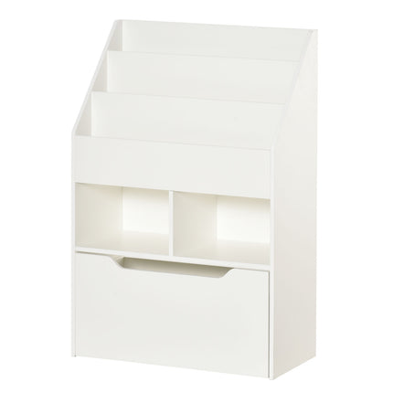 Children's Bookshelf with Drawer, 3-Tier, White, 60x30x90 cm