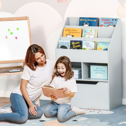 Children's Bookshelf with Drawer, Grey, 60 x 30 x 90 cm