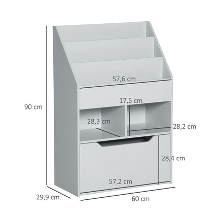 Children's Bookshelf with Drawer, Grey, 60 x 30 x 90 cm