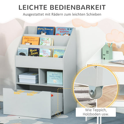 Children's Bookshelf with Drawer, Grey, 60 x 30 x 90 cm