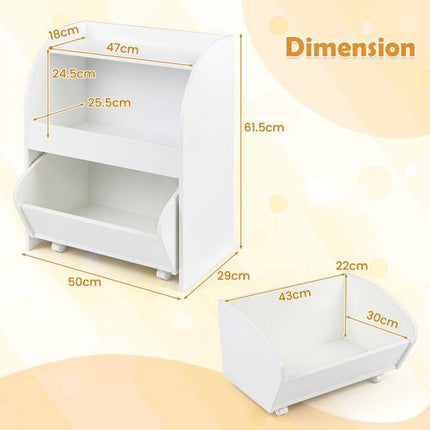Children's Bookshelf with Drawer and Open Shelves, White