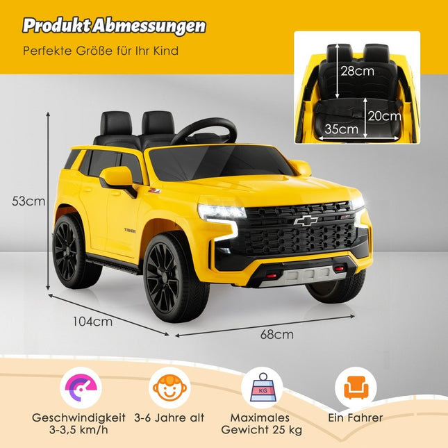 Children's Chevrolet electric car with 2.4G remote control &amp; Suspension &amp; lights &amp; Music children's car yellow