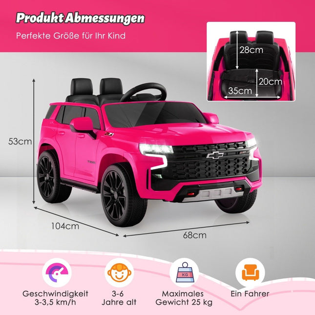 Children's Chevrolet electric car with 2.4G remote control & suspension & lights & music children's car pink