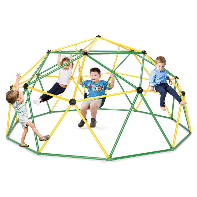 Children's Climbing Dome with Swing, 305cm, Green/Yellow