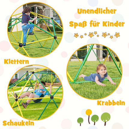 Children's Climbing Dome with Swing, 305cm, Green/Yellow