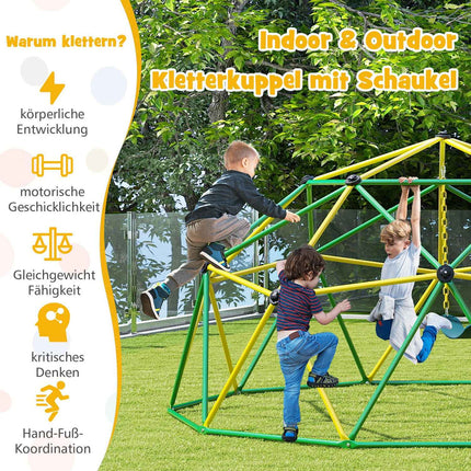 Children's Climbing Dome with Swing, 305cm, Green/Yellow