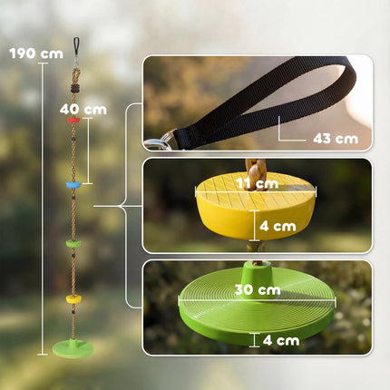 Children's Climbing Rope Set with Disc Swing and Foot Holds