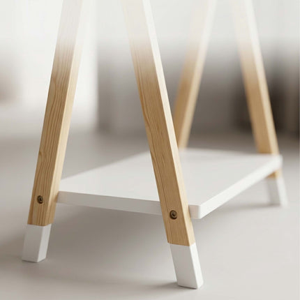 Children's Coat Rack, Pine/MDF, Natural & White, 100cm