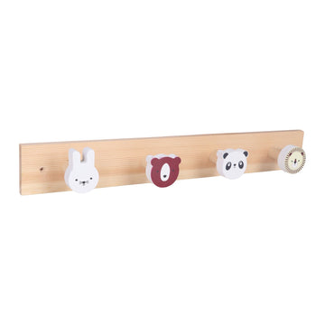 Children's Coat Rack with 4 Animal Hooks, Multicoloured