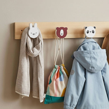 Children's Coat Rack with 4 Animal Hooks, Multicoloured
