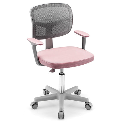 Children's Computer Chair with Adjustable Height & Self-Locking Wheels for 3-10 Years Children Pink
