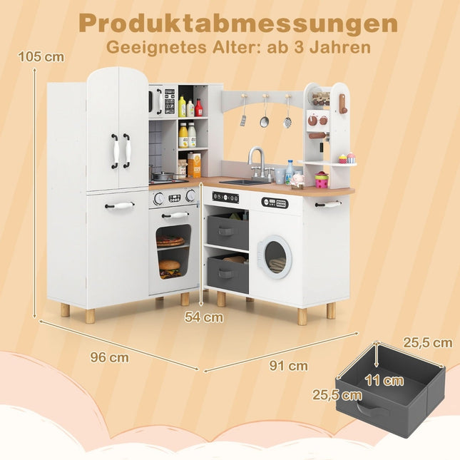 Children's Corner Play Kitchen with Fridge & Washer