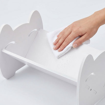 Children's Desk Bookshelf with Cat Design, White PVC, 3 kg Load