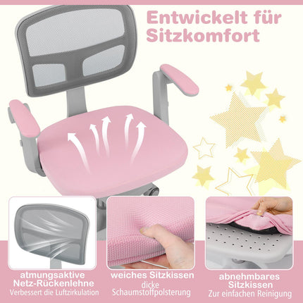 Children's Desk Chair, Adjustable Height 41-52 cm, Pink