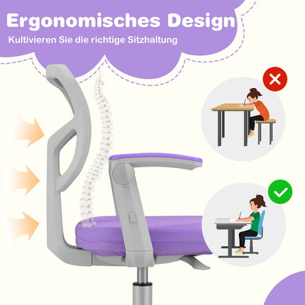Children's Desk Chair, Adjustable Height 41-52 cm, Purple