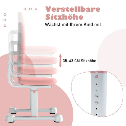 Children's Desk Chair, Adjustable Height, Pink