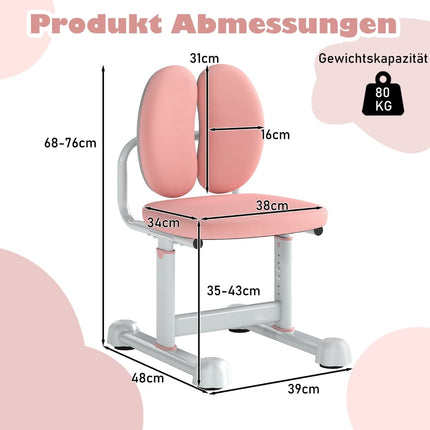 Children's Desk Chair, Adjustable Height, Pink